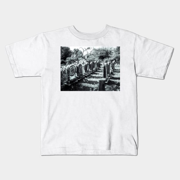 Fall Cemetery Kids T-Shirt by JonHerrera